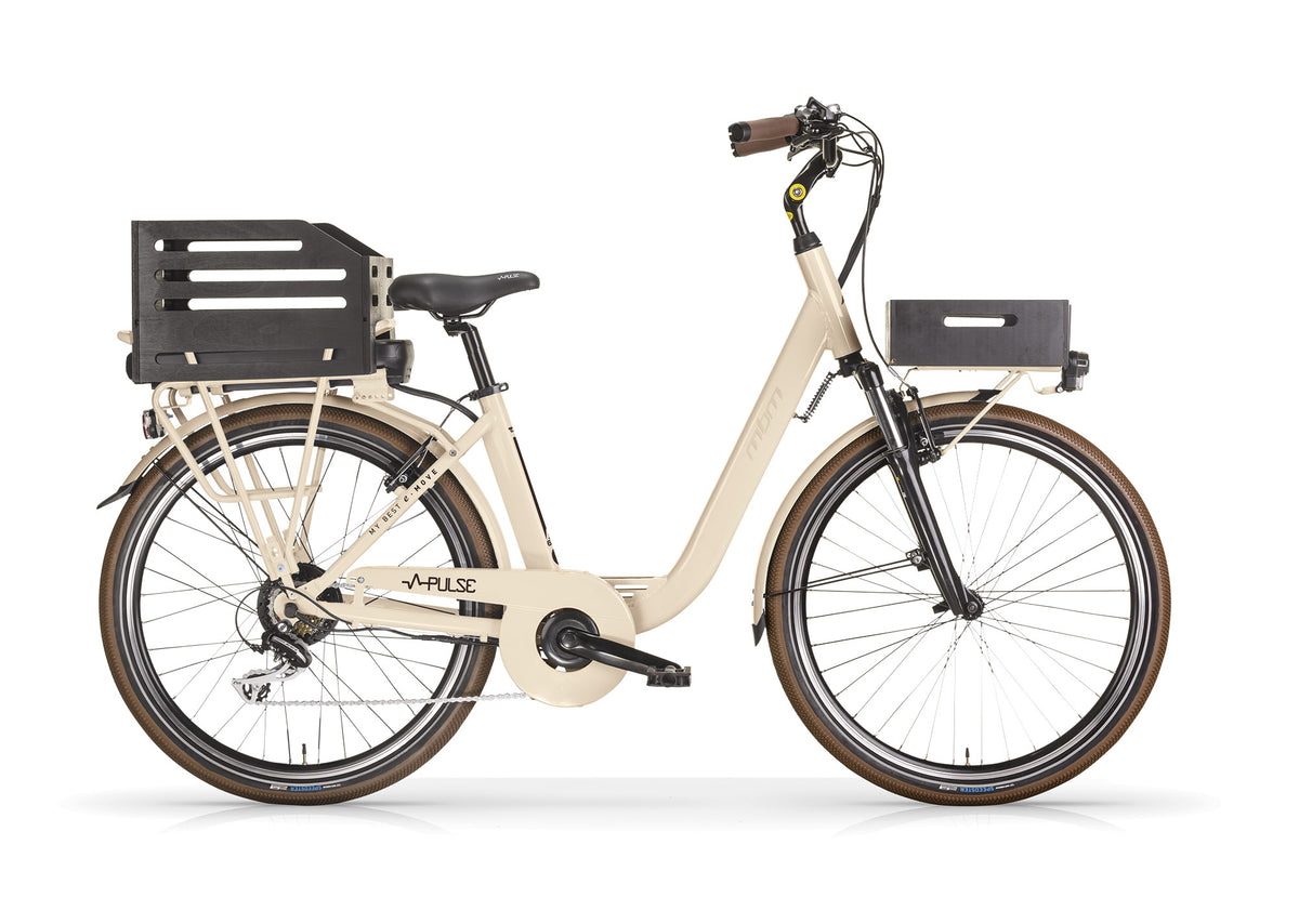 Pulze Ladies Electric Bike 26/28″ Cream – Bafang 250W Motor, 36V 14Ah Battery & 7-Speed Gearing