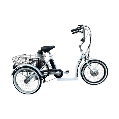 Electric Tricycle 20″ White e-Solo – 250W Brushless Motor, 36V 14Ah Battery & Twist Throttle