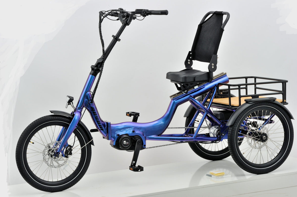 Revom T4F Semi Recumbent Folding Electric Tricycle – 85Nm Motor, 48V 15Ah Battery & 20″ Wheels