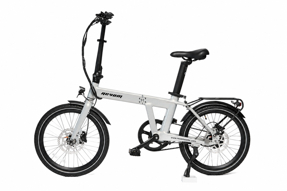 Revom Magi Pro Folding Electric Bike – Lightweight 250W E-Bike with Torque Sensor, Belt Drive & Rack