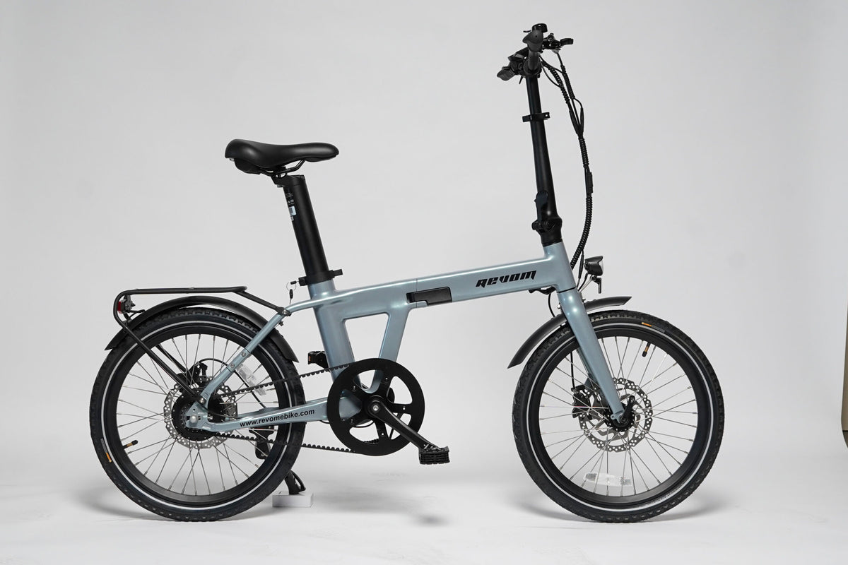 Revom Magi Pro Folding Electric Bike – Lightweight 250W E-Bike with Torque Sensor, Belt Drive & Rack