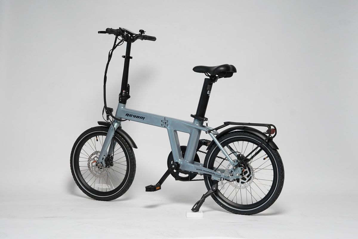 Revom Magi Pro Folding Electric Bike – Lightweight 250W E-Bike with Torque Sensor, Belt Drive & Rack