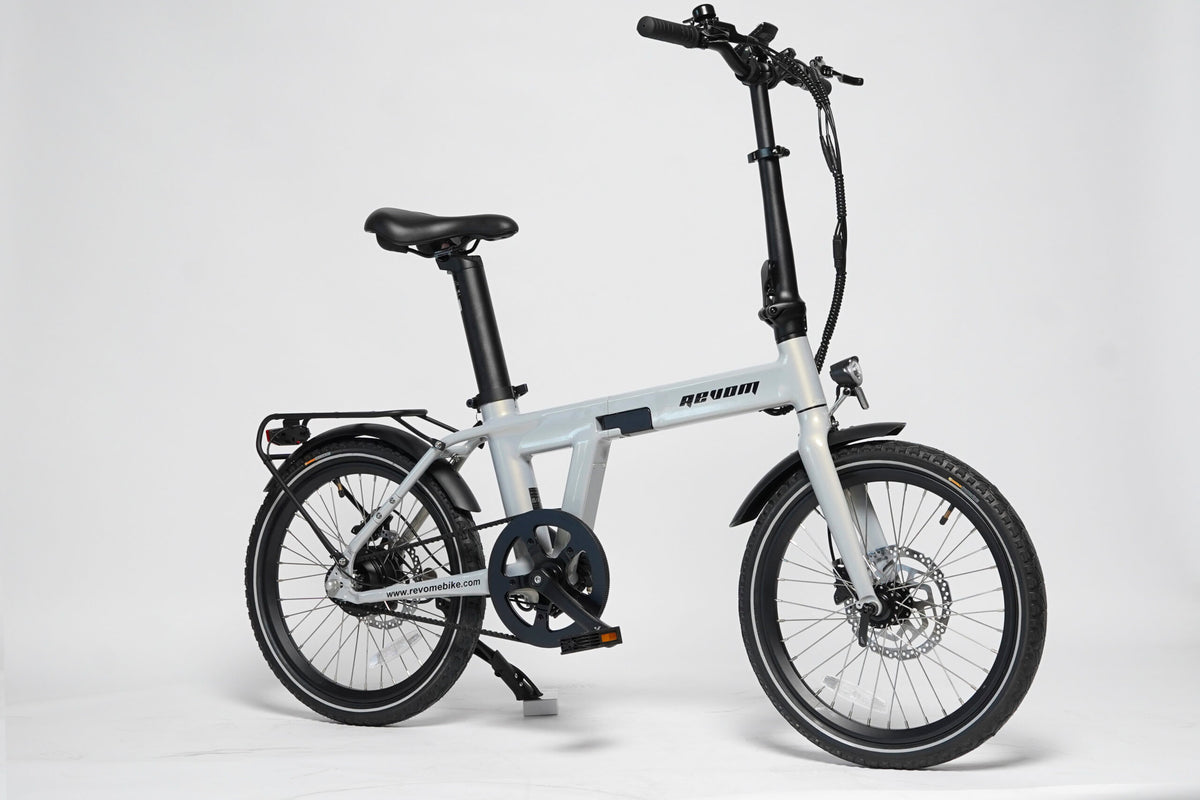 Revom Magi Pro Folding Electric Bike – Lightweight 250W E-Bike with Torque Sensor, Belt Drive & Rack