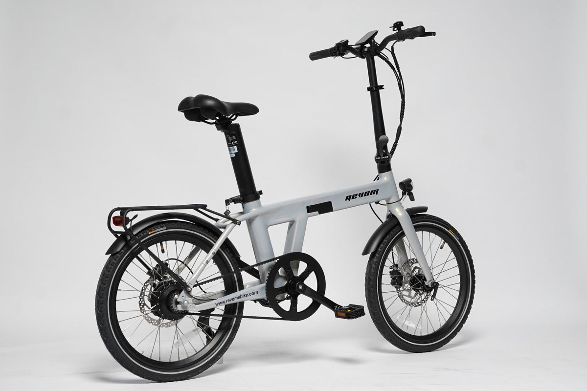 Revom Magi Pro Folding Electric Bike – Lightweight 250W E-Bike with Torque Sensor, Belt Drive & Rack