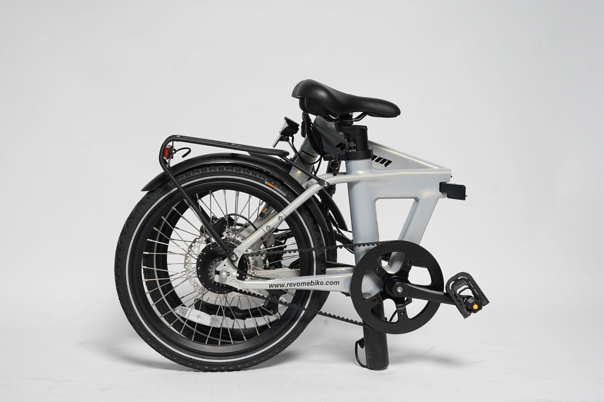 Revom Magi Pro Folding Electric Bike – Lightweight 250W E-Bike with Torque Sensor, Belt Drive & Rack
