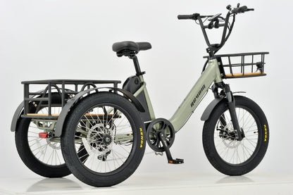 Revom T1 Urban Electric Tricycle 48V 250W 720Wh Battery Folding Handlebars Front & Rear Crates