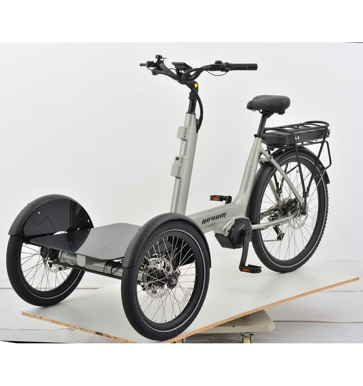 Revom T5 Electric Tricycle with Front Passenger Seat, 48V 250W Mid Drive Motor and 15Ah LG Battery
