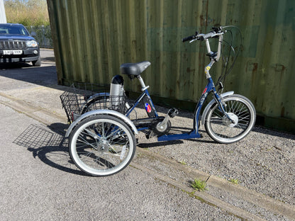 Electric Tricycle 20″ Blue e-Solo – 250W Brushless Motor, 36V 14Ah Battery & Twist Throttle