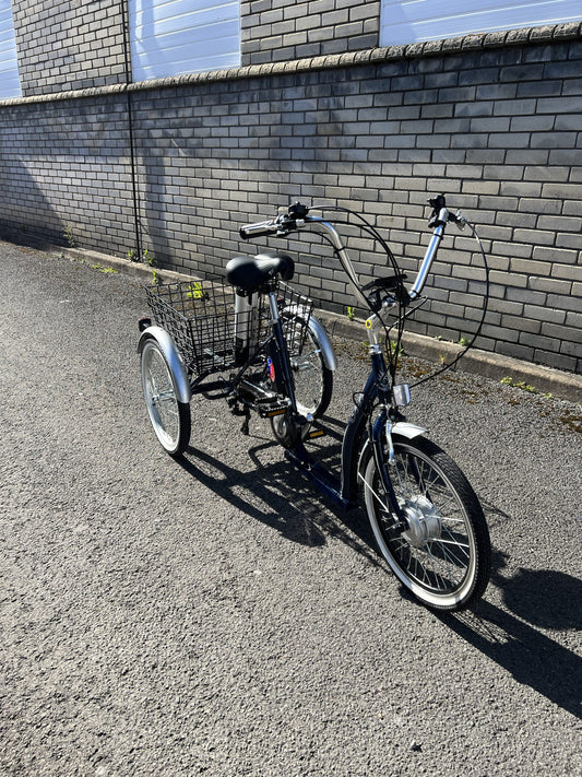 Electric Tricycle 20″ Blue e-Solo – 250W Brushless Motor, 36V 14Ah Battery & Twist Throttle