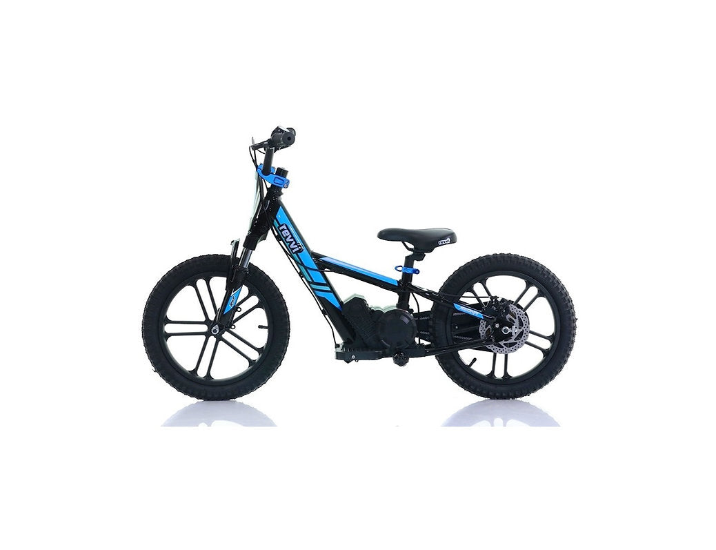Revvi 16″ Plus Kids Electric Balance Bike – 24V 250W Brushless Motor, Front Suspension & 3-Speed Settings