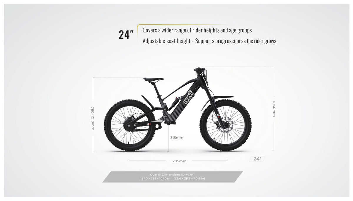 Revvi 24″ Electric Motor Bike – 48V 1500W Motor, Full Suspension & 30MPH Top Speed
