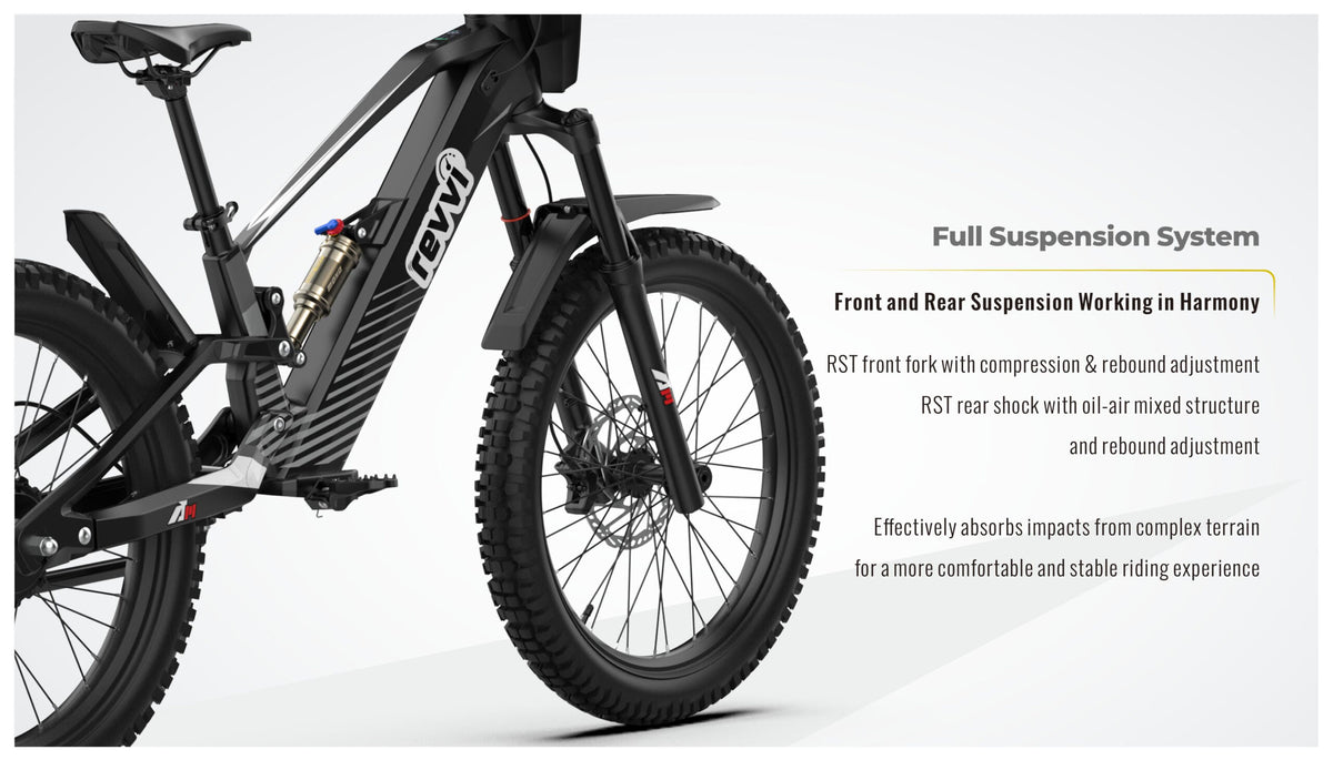 Revvi 24″ Electric Motor Bike – 48V 1500W Motor, Full Suspension & 30MPH Top Speed