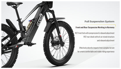 Revvi 24″ Electric Motor Bike – 48V 1500W Motor, Full Suspension & 30MPH Top Speed