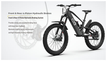 Revvi 24″ Electric Motor Bike – 48V 1500W Motor, Full Suspension & 30MPH Top Speed